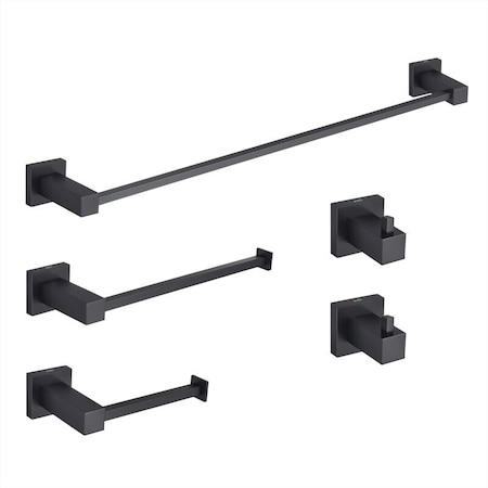 Kibi Cubic 5 - Piece Bathroom Hardware Set C-KBA15-5MB